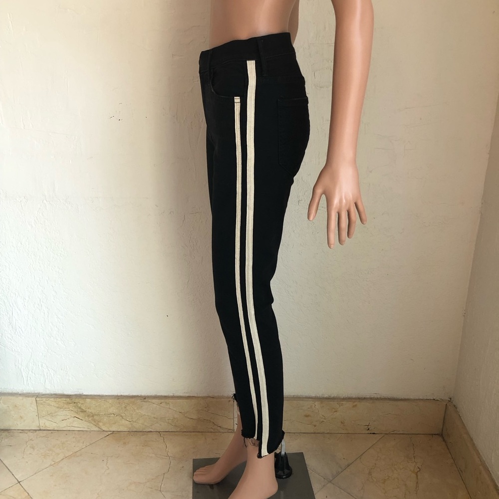 MOTHER The Insider Crop High-Rise Black/Cream Denim Jeans Pants Women’s Size 27
